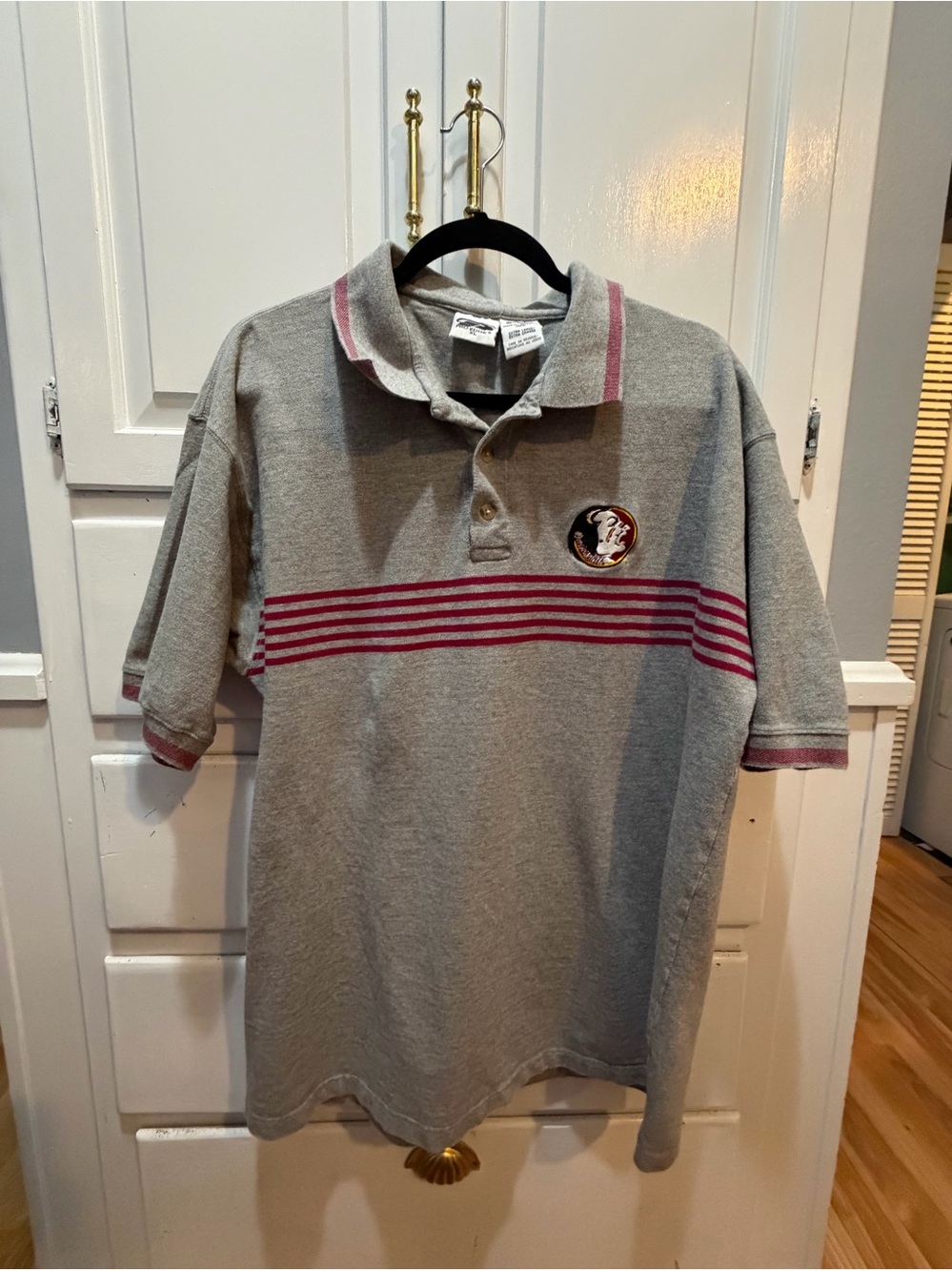 Florida State Seminoles NCAA Gray Garnet Striped Polo Shirt Pro Edge XL